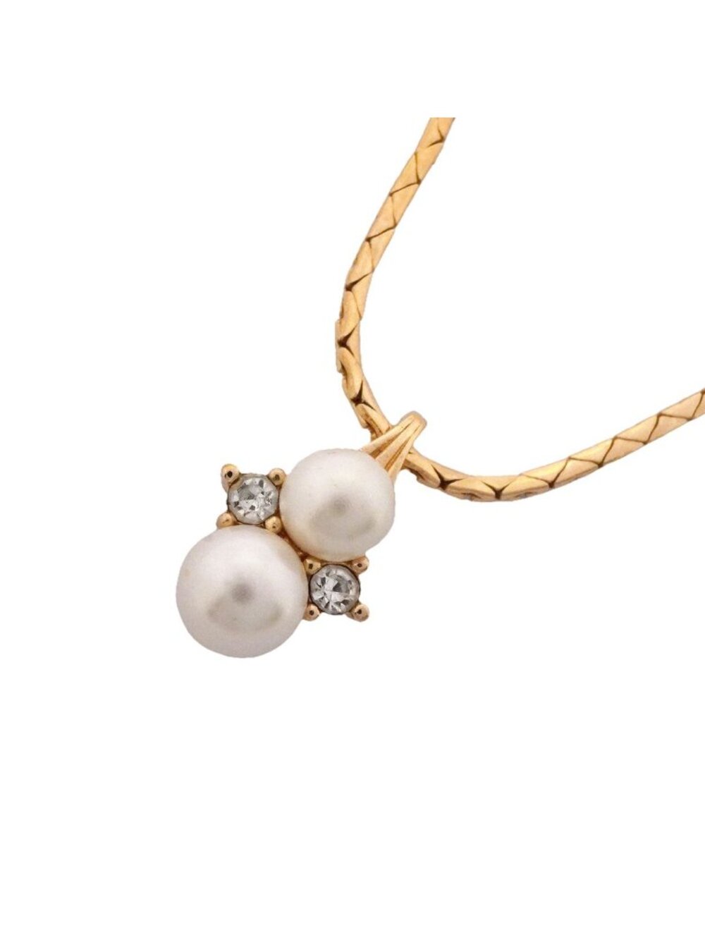 Dior Necklace Gold Plated Faux Pearl Rhinestone